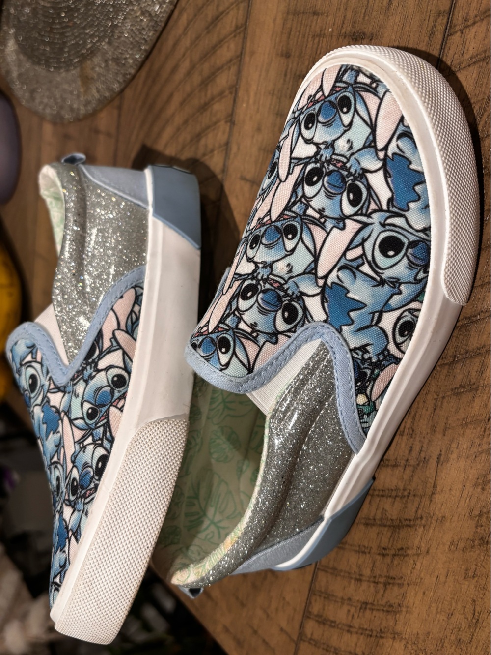 Disney Slip-On Sneaker Lilo & Stitch Blue Silver and White with Character Print
